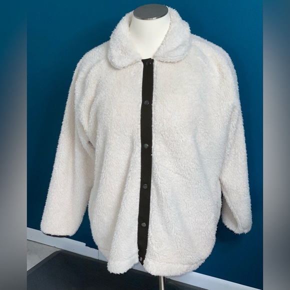 EVRI Button Front Sherpa Bomber Jacket 3X - Picture 2 of 13